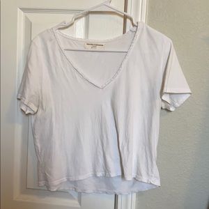 Cropped Lace V Neck Shirt